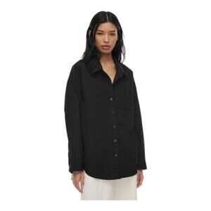 Aritzia Wilfred Free Relaxed Poplin Cotton Button Front Boyfriend Shirt